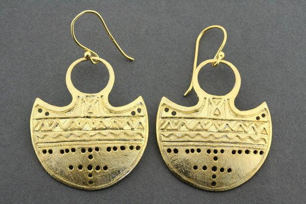 tribal shield earring - gold plated - Makers & Providers