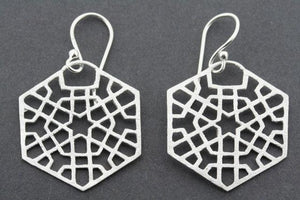 geometric hexagon patterned earring - sterling silver - Makers & Providers
