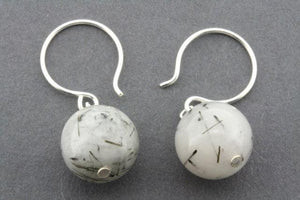 Black rutile quartz ball drop earring - Makers & Providers