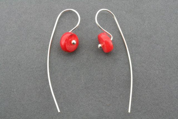 red coral gemstone drop earring