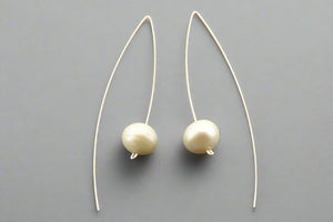 pearl long drop earring - sterling silver - Makers & Providers