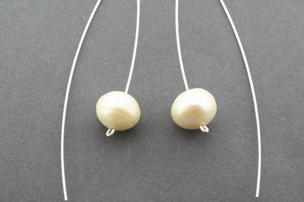 pearl long drop earring - sterling silver - Makers & Providers
