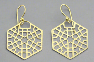geometric hexagon earring - gold plated - Makers & Providers