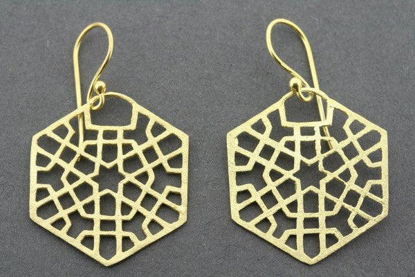 geometric hexagon earring - gold plated - Makers & Providers