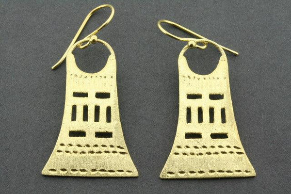 tribal bell drop earring - gold plated