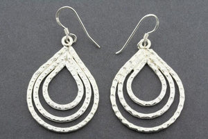 3 textured teardrop earring - pure silver - Makers & Providers