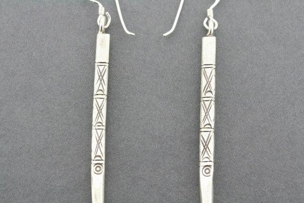 long tribal spear earring - pure silver
