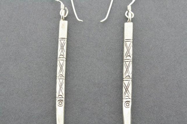 long tribal spear earring - pure silver