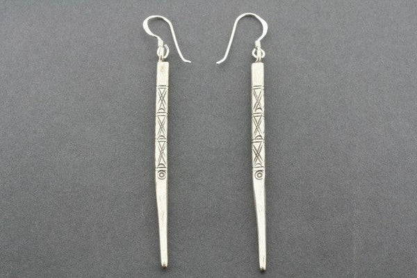 long tribal spear earring - pure silver