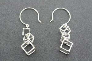 3 x cube drop earring - sterling silver - Makers & Providers