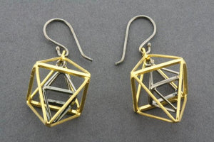 2 x double pyramid earring - gold plated & oxidized - Makers & Providers