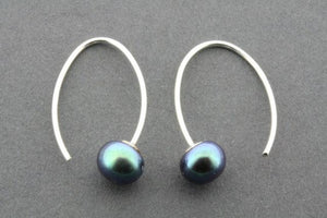 small rainbow pearl fixed hoop - sterling silver - Makers & Providers