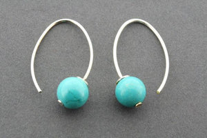 small turquoise fixed hoop - sterling silver - Makers & Providers