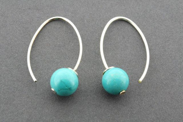 small turquoise fixed hoop - sterling silver - Makers & Providers