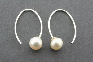 small pearl fixed hoop - sterling silver - Makers & Providers