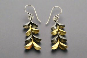oxidized & gold plated 4 petal drop earring - Makers & Providers
