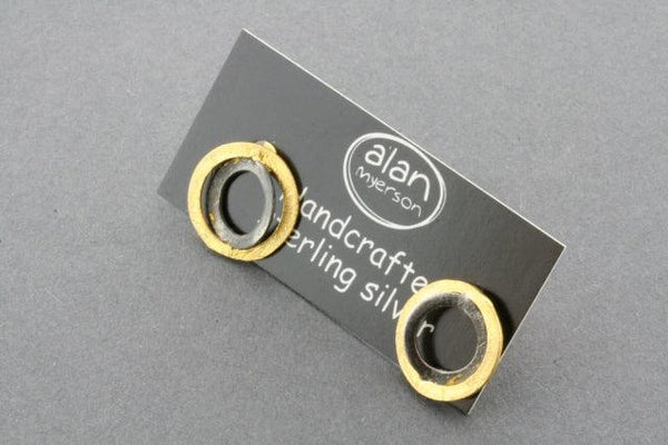 oxidized & gold plated double circle stud