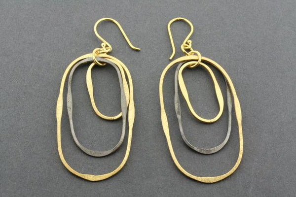 gold plated & oxidized 3 oval hoop earring
