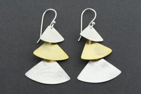 gold plated & silver 3 triangle drop earring - Makers & Providers