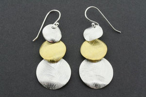 gold plated & silver 3 circle drop earring - Makers & Providers