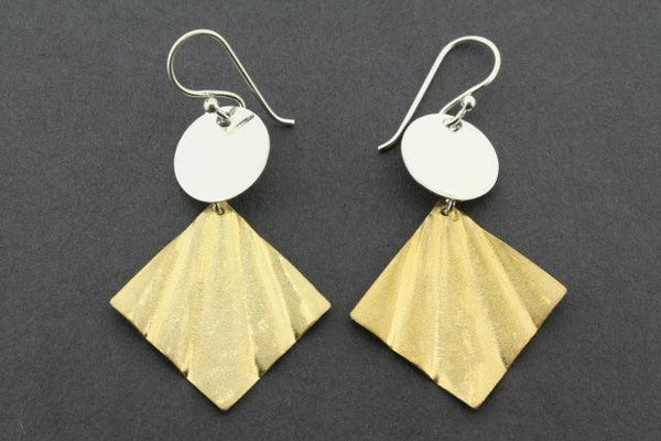 silver disc and gold plated pleat drop earring - Makers & Providers