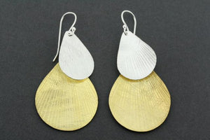 gold plated & silver double teardrop earring - Makers & Providers