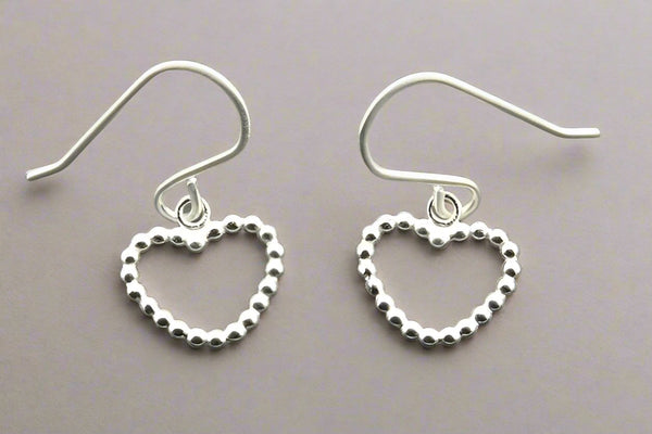 beaded cutout heart earring - sterling silver - Makers & Providers