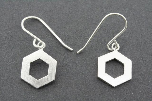 Cutout hexagon earring - sterling silver