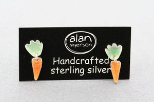 small 2 piece stud - carrot - enamel - Makers & Providers