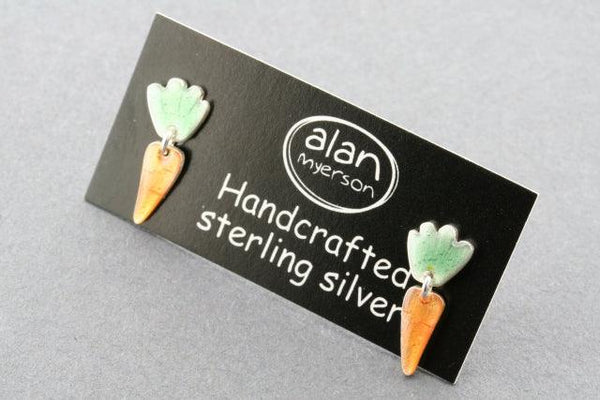 small 2 piece stud - carrot - enamel - Makers & Providers