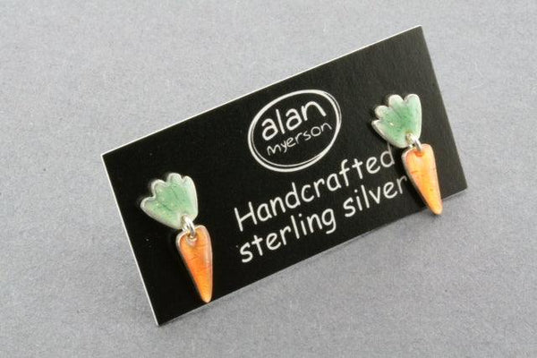 small 2 piece stud - carrot - enamel - Makers & Providers