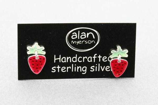 small 2 piece stud - strawberry - enamel - Makers & Providers