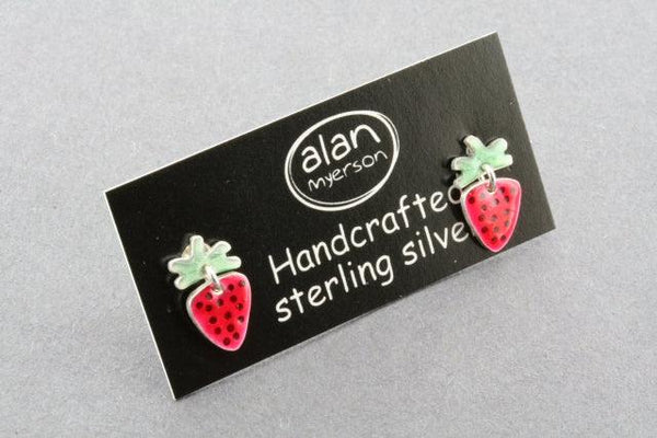 small 2 piece stud - strawberry - enamel - Makers & Providers