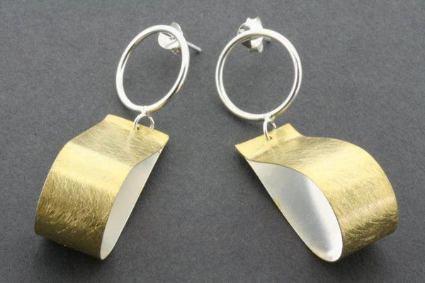 teardrop ribbon earring - gold plated - Makers & Providers