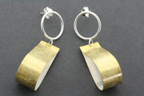 teardrop ribbon earring - gold plated - Makers & Providers