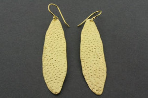 battered olive leaf earring - gold plated - Makers & Providers