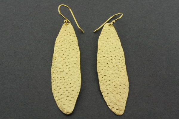 battered olive leaf earring - gold plated - Makers & Providers