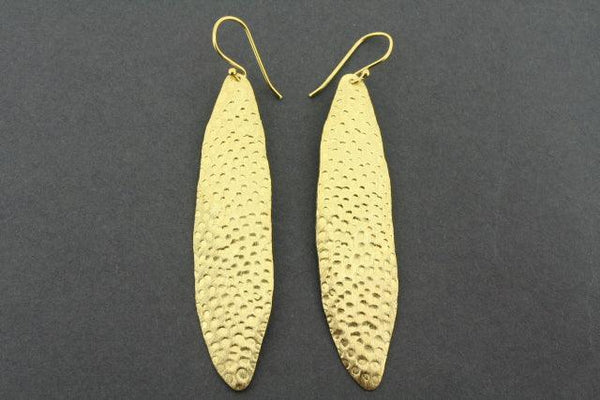 battered olive leaf earring - gold plated - Makers & Providers