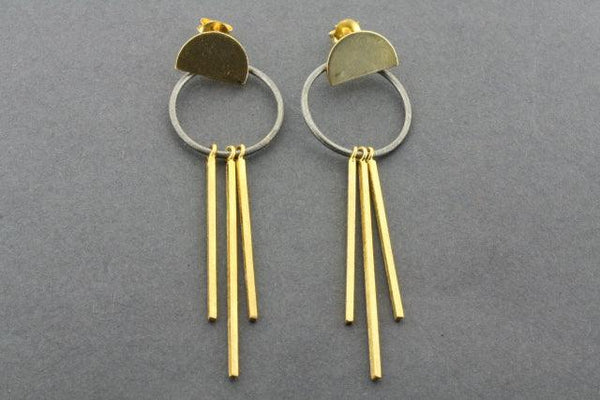 empire drop earring - gold plated & oxidized - Makers & Providers