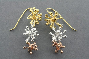 3 drop agapantha earring - gold & rose gold plated - Makers & Providers