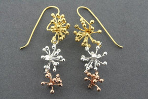3 drop agapantha earring - gold & rose gold plated - Makers & Providers