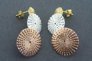 3 drop urchin earring - gold & rose gold plated - Makers & Providers