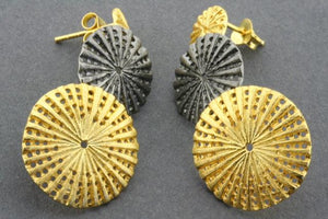 3 drop urchin earring - gold plated & oxidized - Makers & Providers