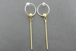 circle with swivel bead & long drop earring - 22Kt gold on silver - Makers & Providers