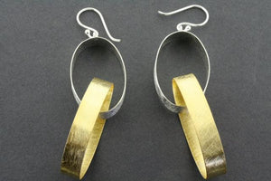 double oval ribbon earring - gold plated - Makers & Providers