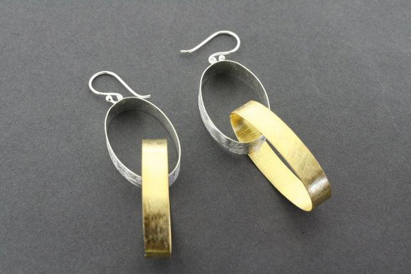 double oval ribbon earring - gold plated - Makers & Providers