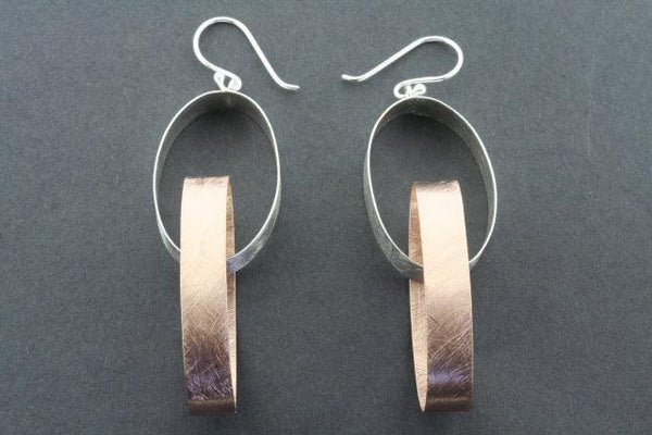 double oval ribbon earring - rose gold plated - Makers & Providers