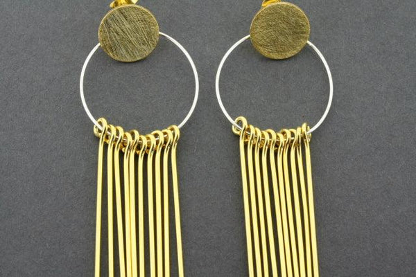 circle & 10 drop earring - gold plated