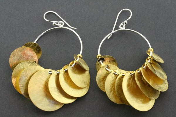 9 disc on hoop earring - gold plated