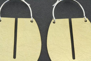 Floating full shield earring - sterling silver & gold plated - Makers & Providers